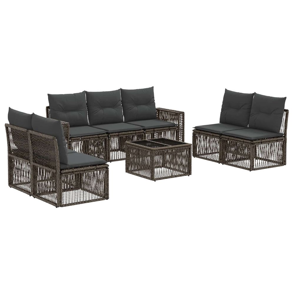 Ensemble de canapé de jardin 8 pc gris et gris foncé polyrotin