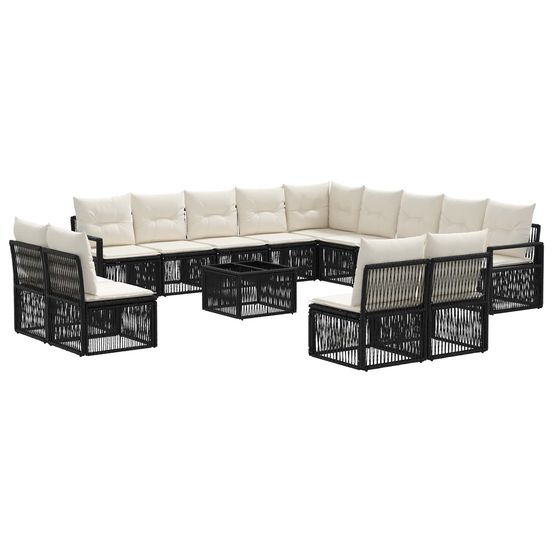 Ensemble de canapé de jardin 14 pc noir polyrotin