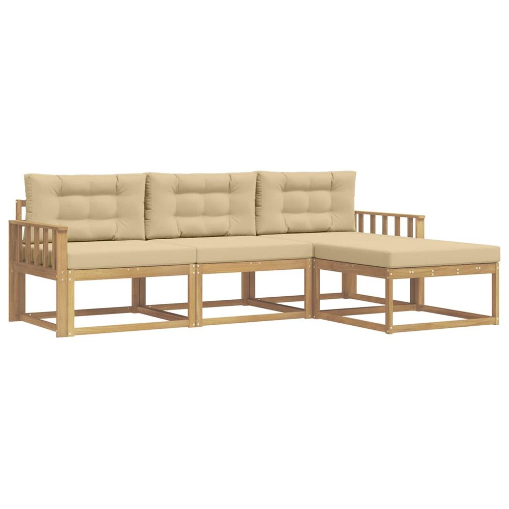 Ensemble de canapés d'extérieur 4 pc blanc et beige polyester
