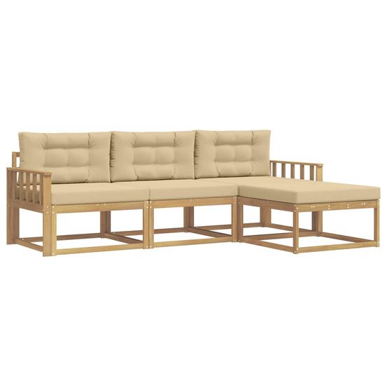 Ensemble de canapés d'extérieur 4 pc blanc et beige polyester