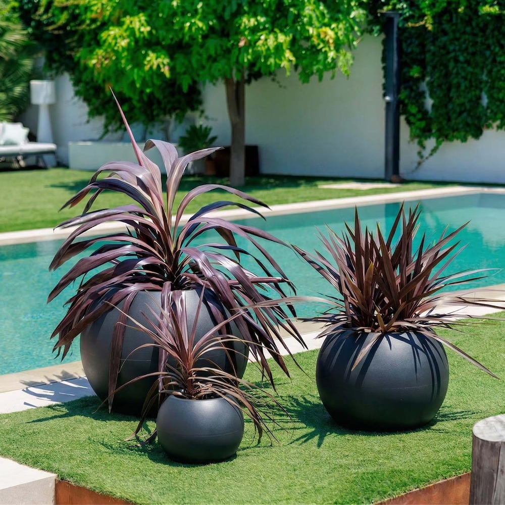 Dalia 70 Pot rond pour plantes et fleurs en polyéthylène ø68x50 cm pour l'extérieur et l'intérieur très résistant. Anthracite