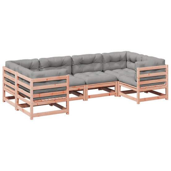 Salon de jardin 6 pcs et coussins bois massif sapin de douglas