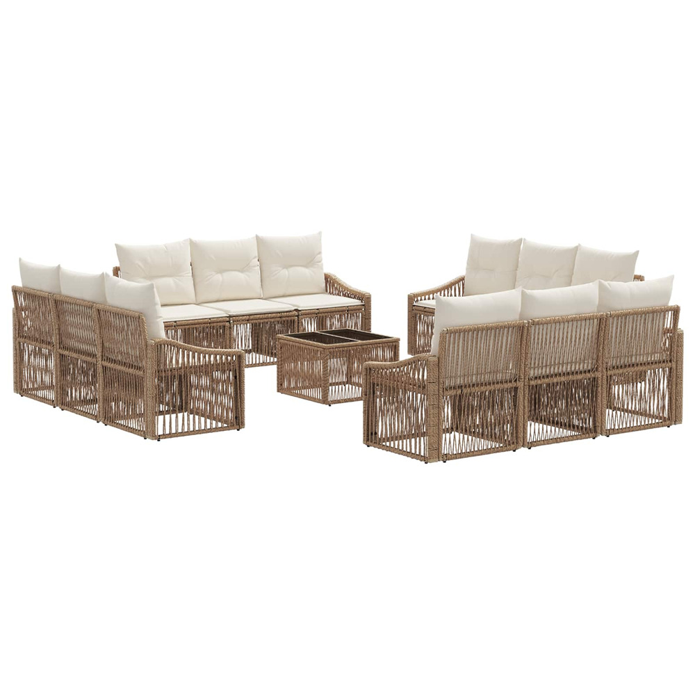 Ensemble de canapé de jardin 13 pcs beige polyrotin