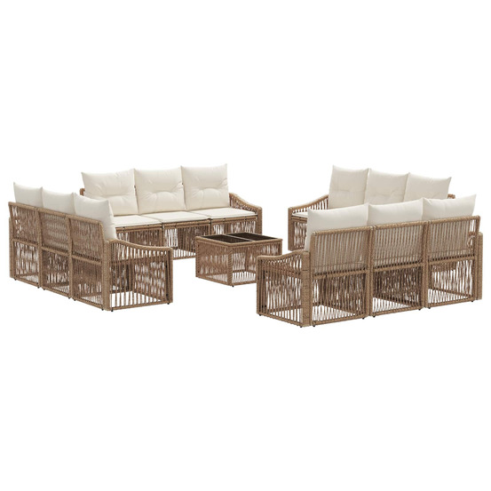 Ensemble de canapé de jardin 13 pcs beige polyrotin