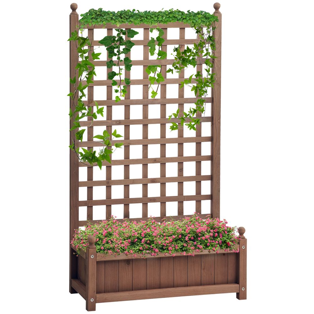 Jardinière avec treillis bois massif balcon plantes grimpantes 64x28x120cm marron foncé