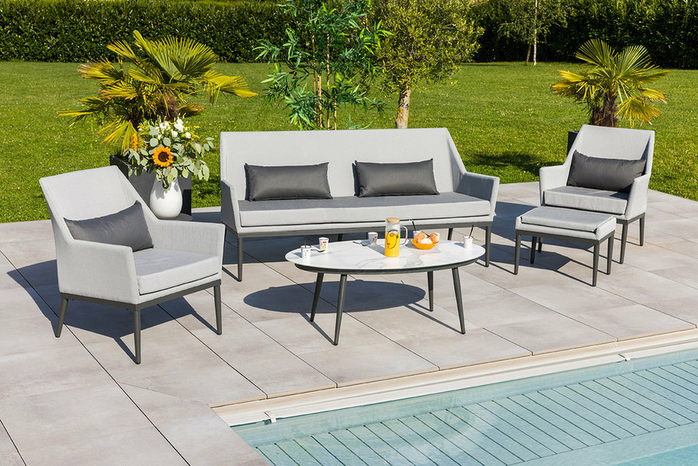 Salon détente cabrera 6 personnes gris perle jardiline