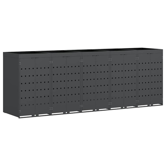 Rangement de poubelle à roulettes pour 5 poubelles anthracite