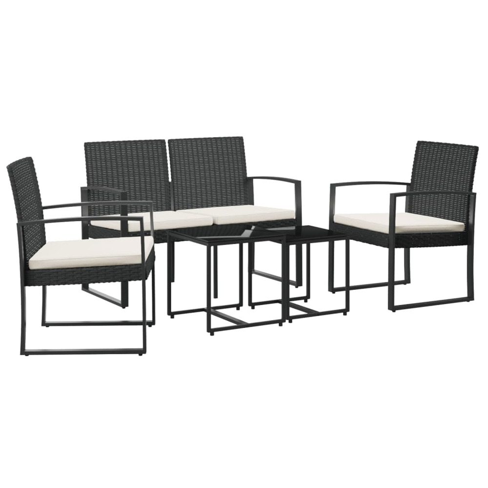 Ensemble à manger de jardin avec coussins 5 pcs noir rotin pp