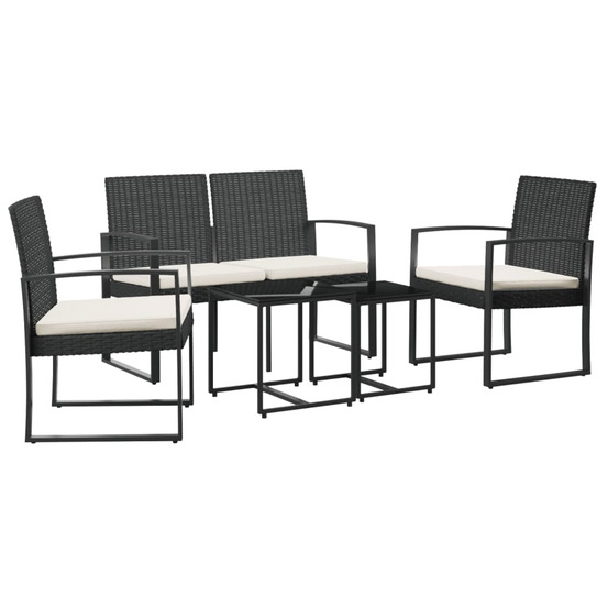 Ensemble à manger de jardin avec coussins 5 pcs noir rotin pp