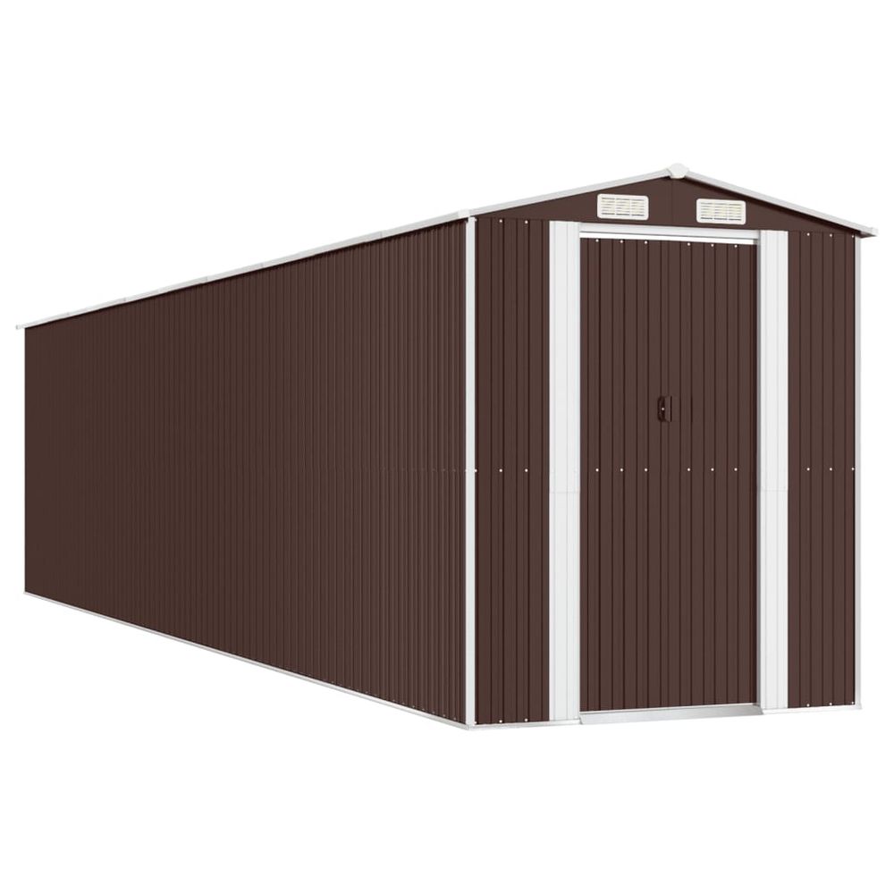 Abri de jardin marron foncé 192x855x223 cm métal galvanisé