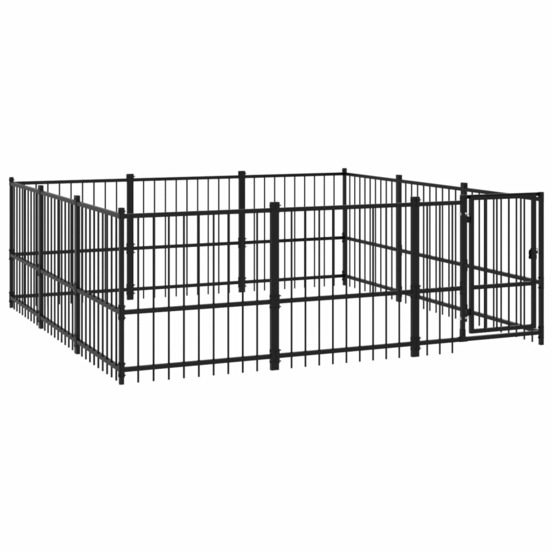 Chenil cage enclos pac animaux d'extérieur pour chiens acier 8,47 m² noir