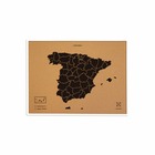 Carte en liège - carte boisée espagne naturelle / 60 x 45 cm / noir / cadre blanc