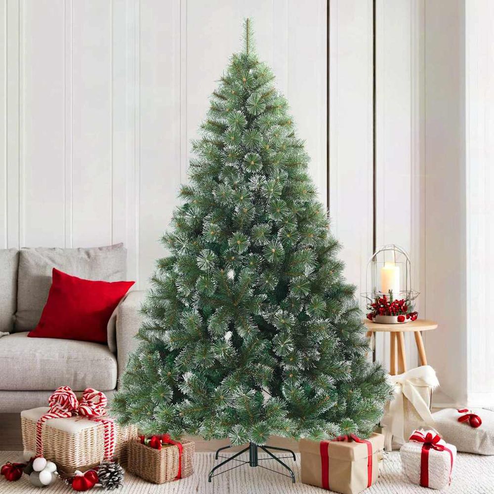 Sapin de noël artificiel enneigé pvc et acier à montage facile blanc 180 cm