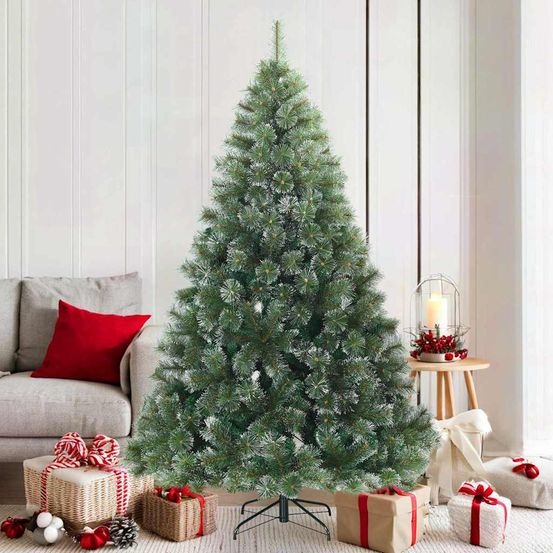 Sapin de noël artificiel enneigé pvc et acier à montage facile blanc 180 cm