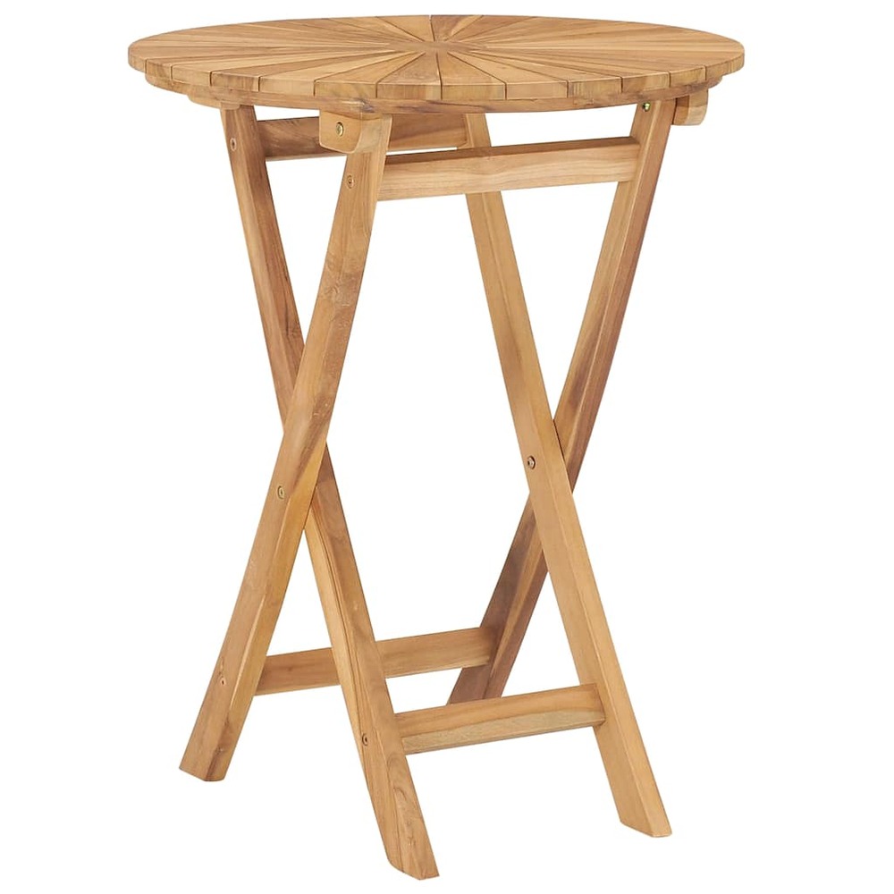 Table pliable de jardin ø 60 cm bois de teck solide