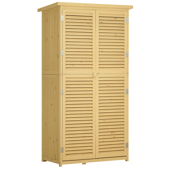 Armoire de jardin bois sapin et pin 87 x 46,5 x 160 cm rangement outils toit étanche - comfortxl outdoor living