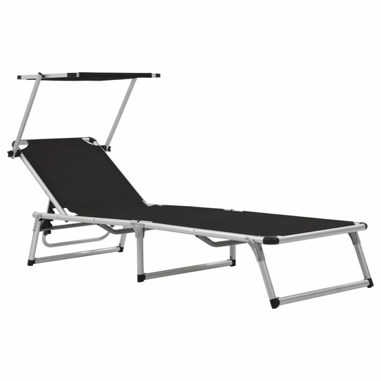 Chaises longues pliables et toit lot de 2 aluminium textilène