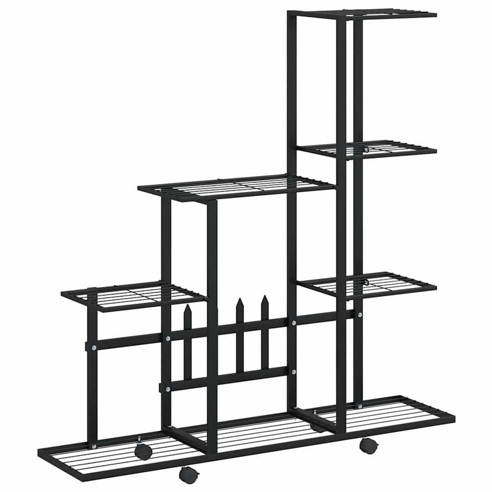 Support pour plantes sur roues 94,5x25x92,5 cm noir métal