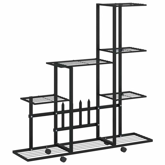 Support pour plantes sur roues 94,5x25x92,5 cm noir métal