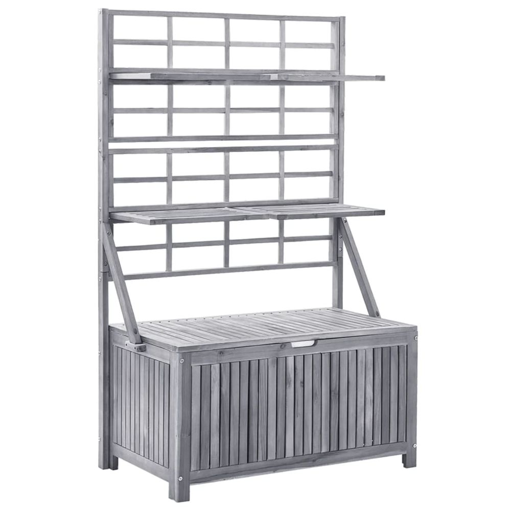 Boîte de rangement avec treillis gris 99x55x160cm acacia solide