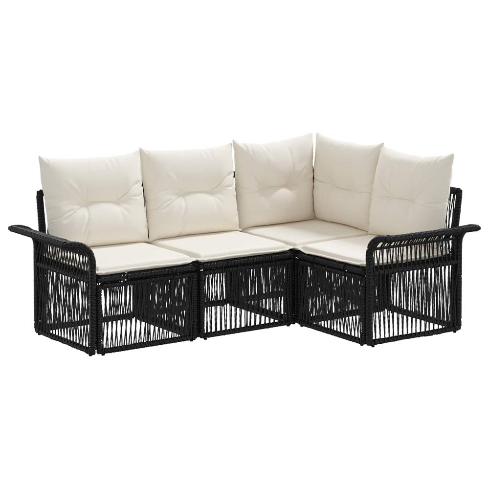 Ensemble de canapé de jardin 4 pc noir polyrotin