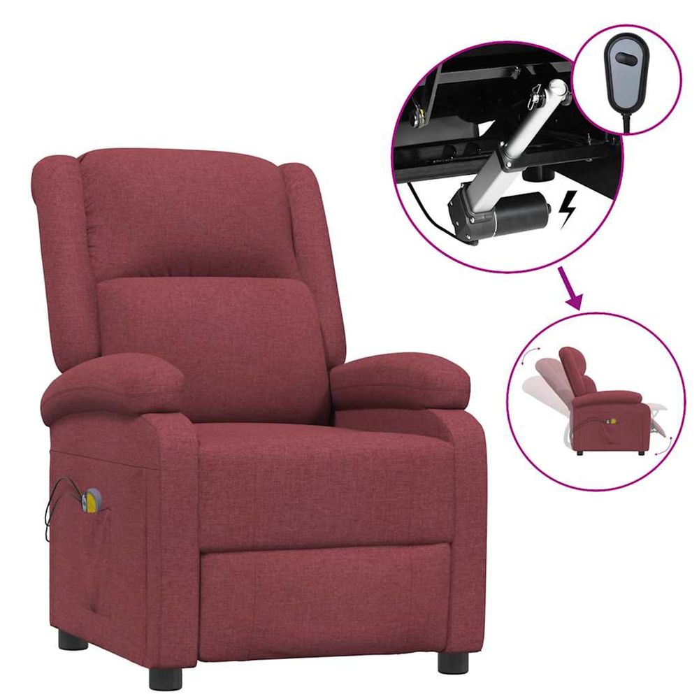 Fauteuil électrique de massage bordeaux tissu