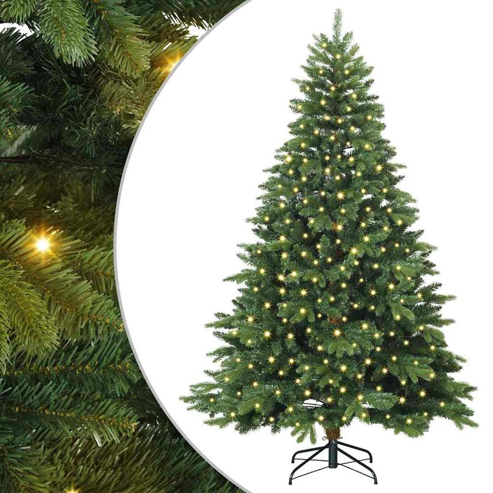 Sapin de noël artificiel avec 300 led vert 210 cm pe et pvc