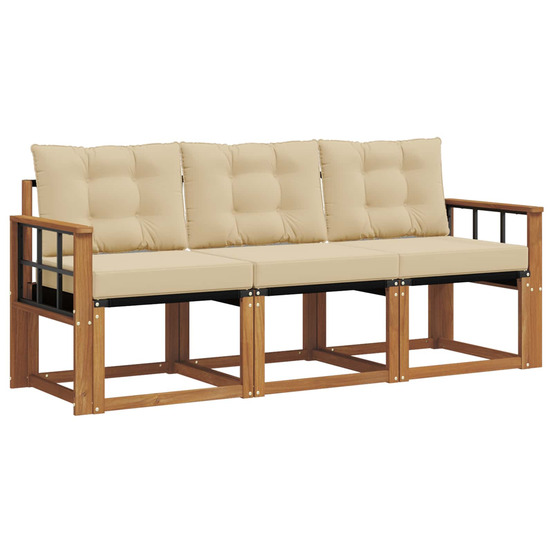 Ensemble de canapés d'extérieur 3 pcs naturel et beige