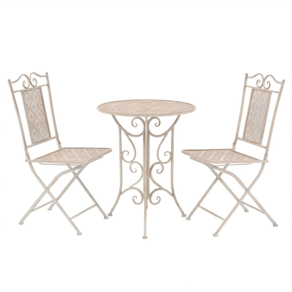 Mobilier de bistro 3 pcs acier blanc