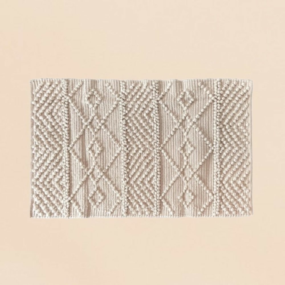 Tapis descente de lit motifs géométriques beige 60x110cm