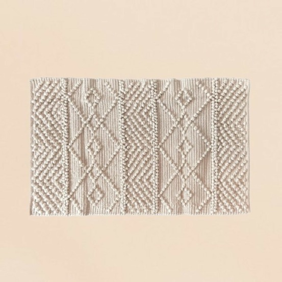 Tapis descente de lit motifs géométriques beige 60x110cm