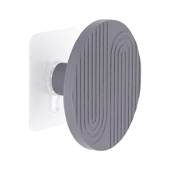 Patere en bambou/bois grave d 8cm sur sticker - gris