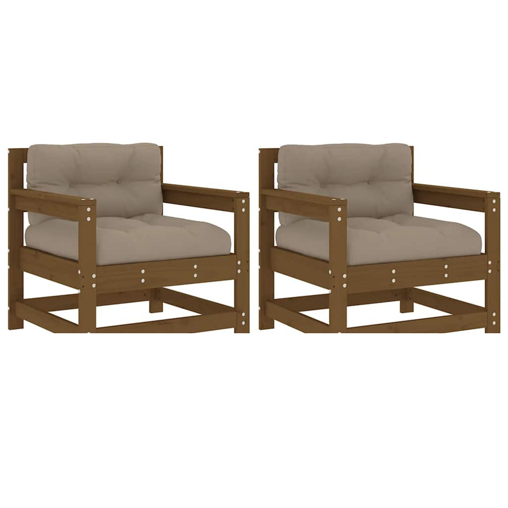 Chaises de jardin avec coussins lot de 2 marron miel