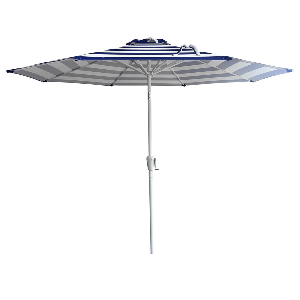 Parasol droit bandol rond 2,70m de diamètre à rayures bleues