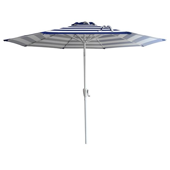 Parasol droit bandol rond 2,70m de diamètre à rayures bleues