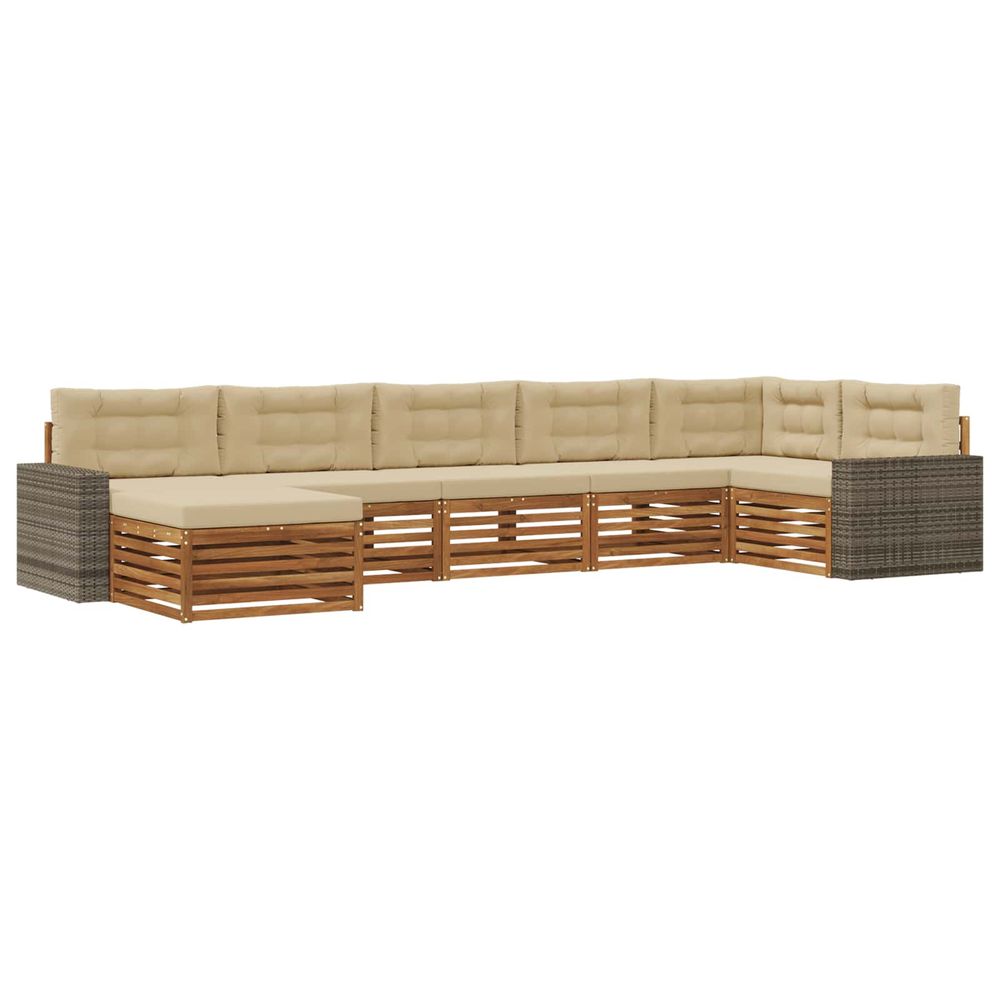 Ensemble de canapés d'extérieur 7 pc naturel et beige