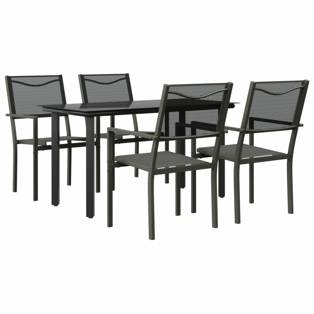 Ensemble à manger de jardin 5 pcs noir textilène et acier