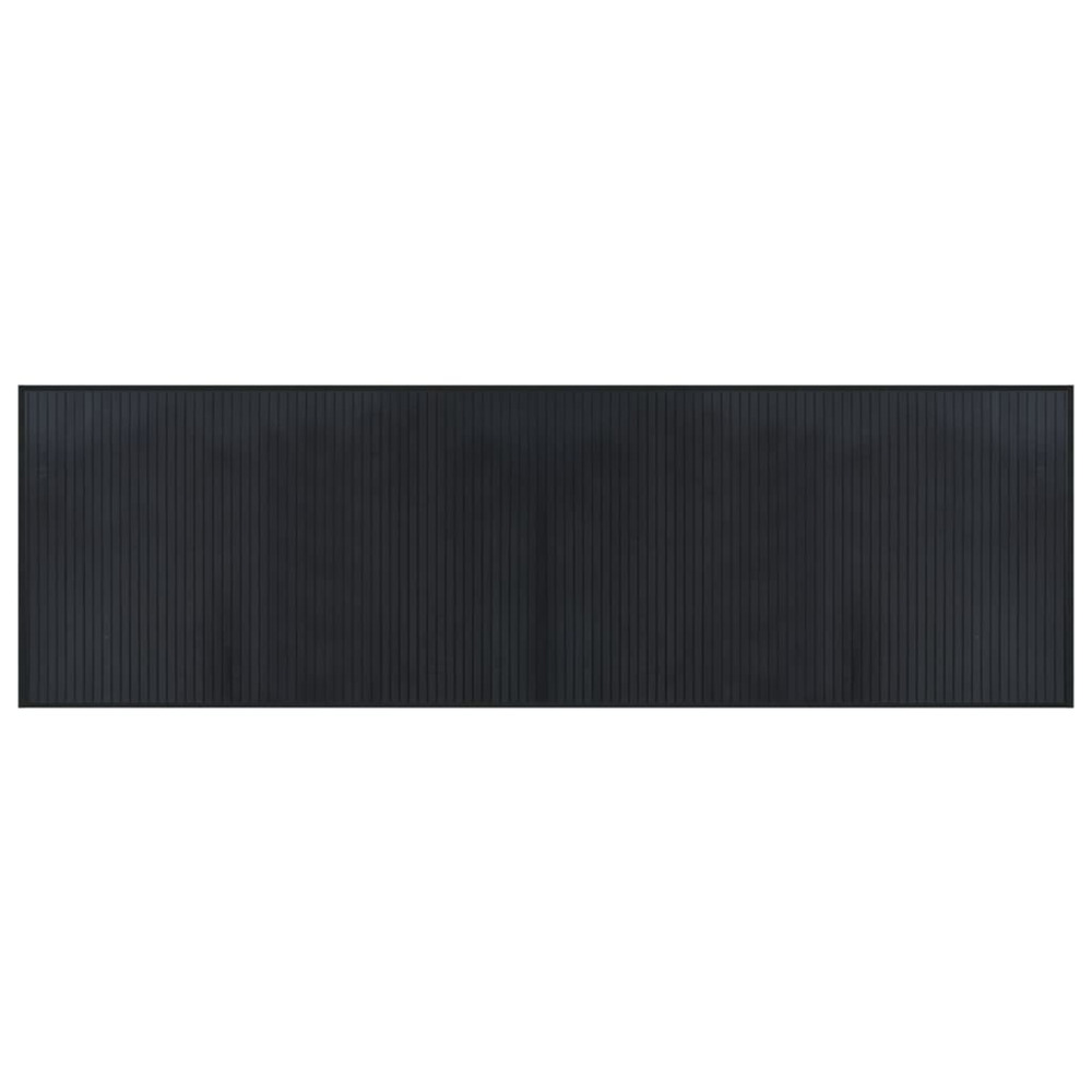 Tapis rectangulaire noir 60x200 cm bambou
