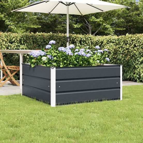 Bac à plantes carré acier pour jardin décoration extérieure 100x100x45cm anthracite
