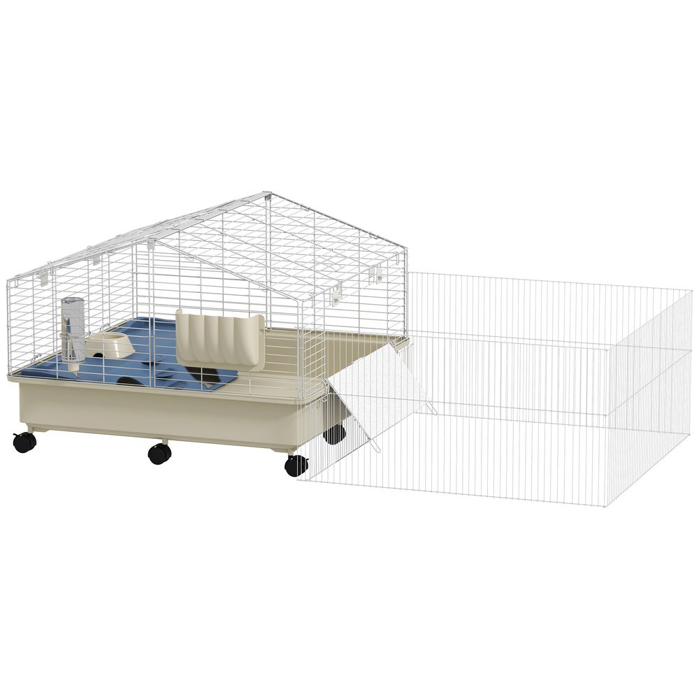 Cage enclos rongeur métal cochon d'inde accessoires complets 173x88cm blanc