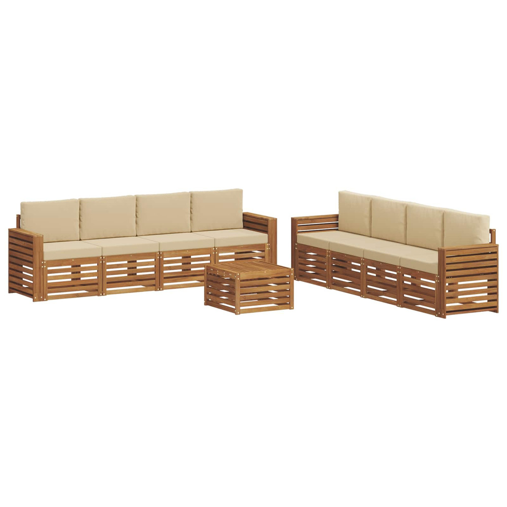 Ensembles de canapés avec coussin 9 pcs naturel et beige