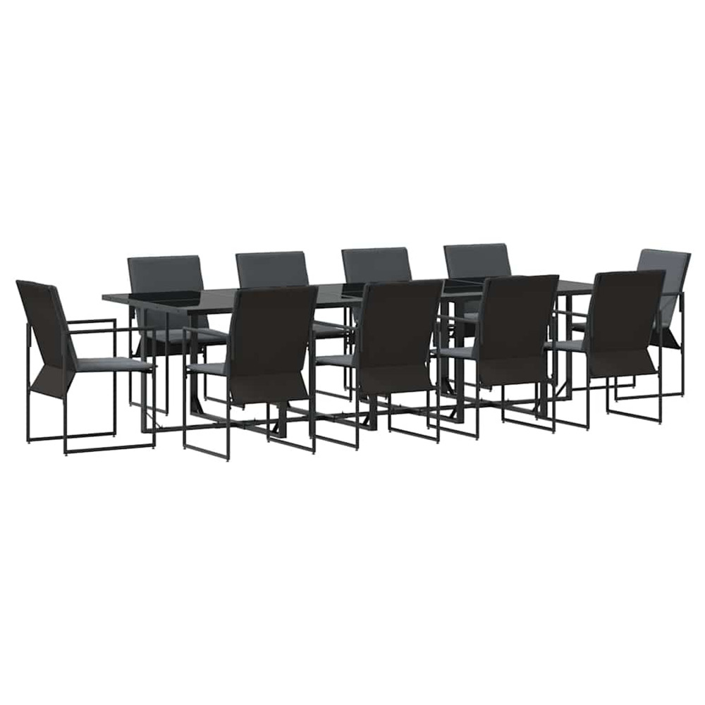 Ensemble de salle à manger pour jardin 11 pcs noir acier