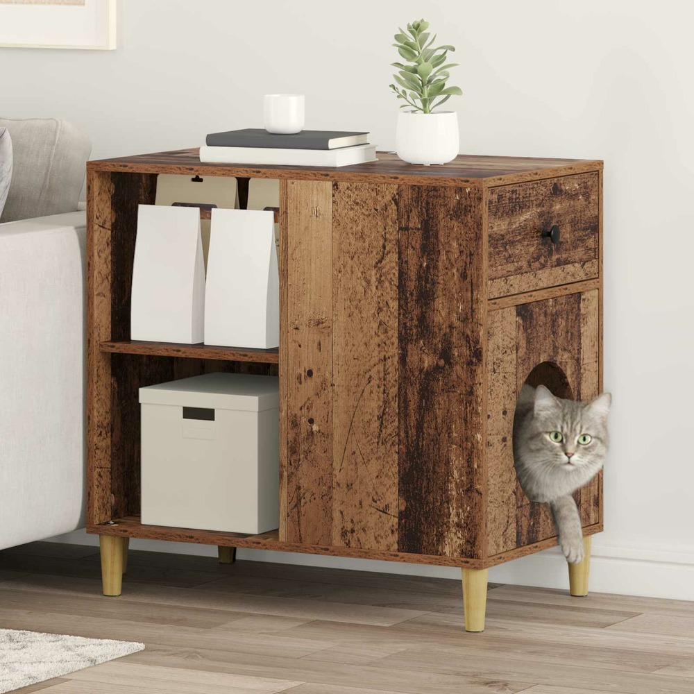 Maison pour chat bois ancien 72 x 42.5 x 70 cm