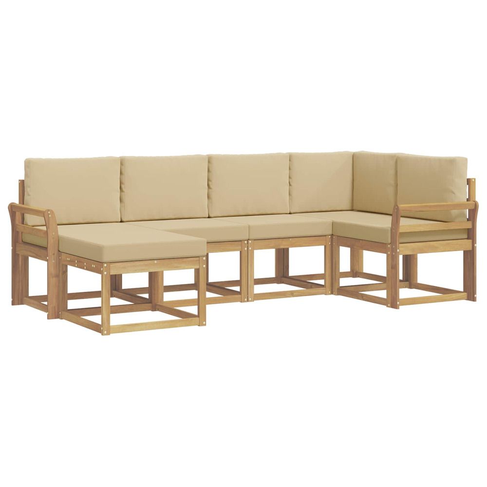 Ensemble de canapés d'extérieur 6 pc blanc et beige polyester