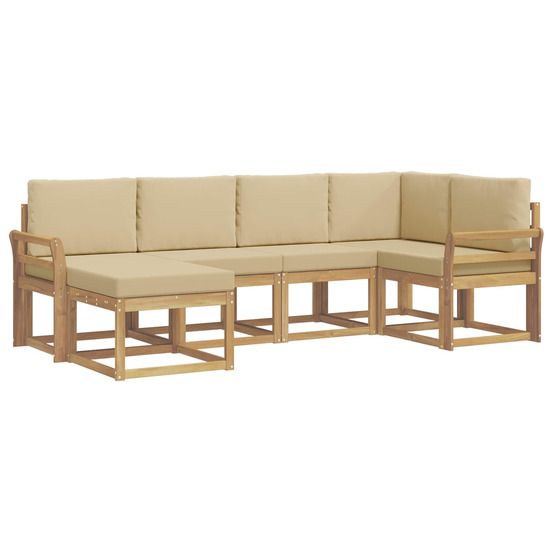 Ensemble de canapés d'extérieur 6 pc blanc et beige polyester