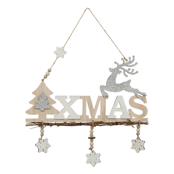 Suspension de noël en bois avec déco h 33 cm