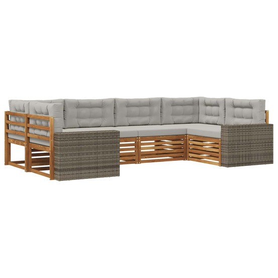 Ensemble de canapés d'extérieur 6 pcs naturel et gris clair