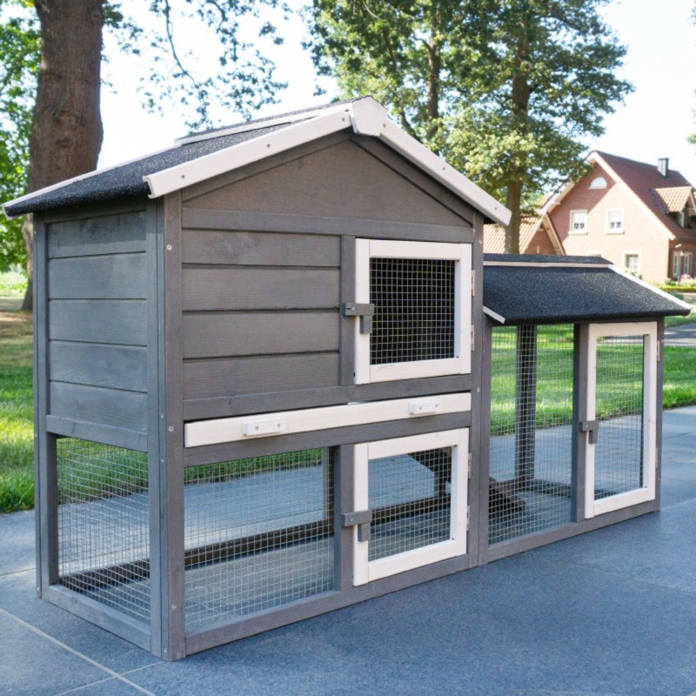 Cage clapier enclos lapin extérieur en pour lapins petits animaux 088 maison de rêve 146x50x86cm(lxpxh)