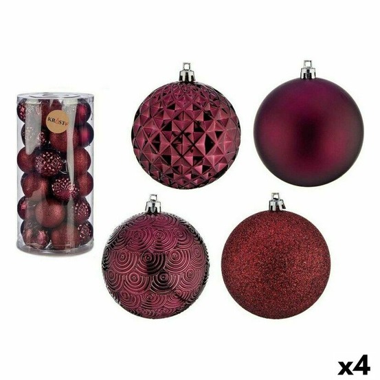 Lot de boules de noël violet 8 cm pvc (4 unités)