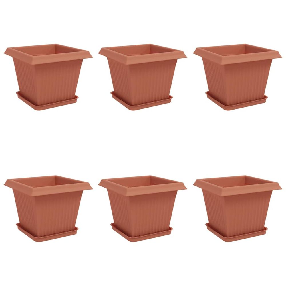 Pots de plantes 6 pc rouge brique plastique